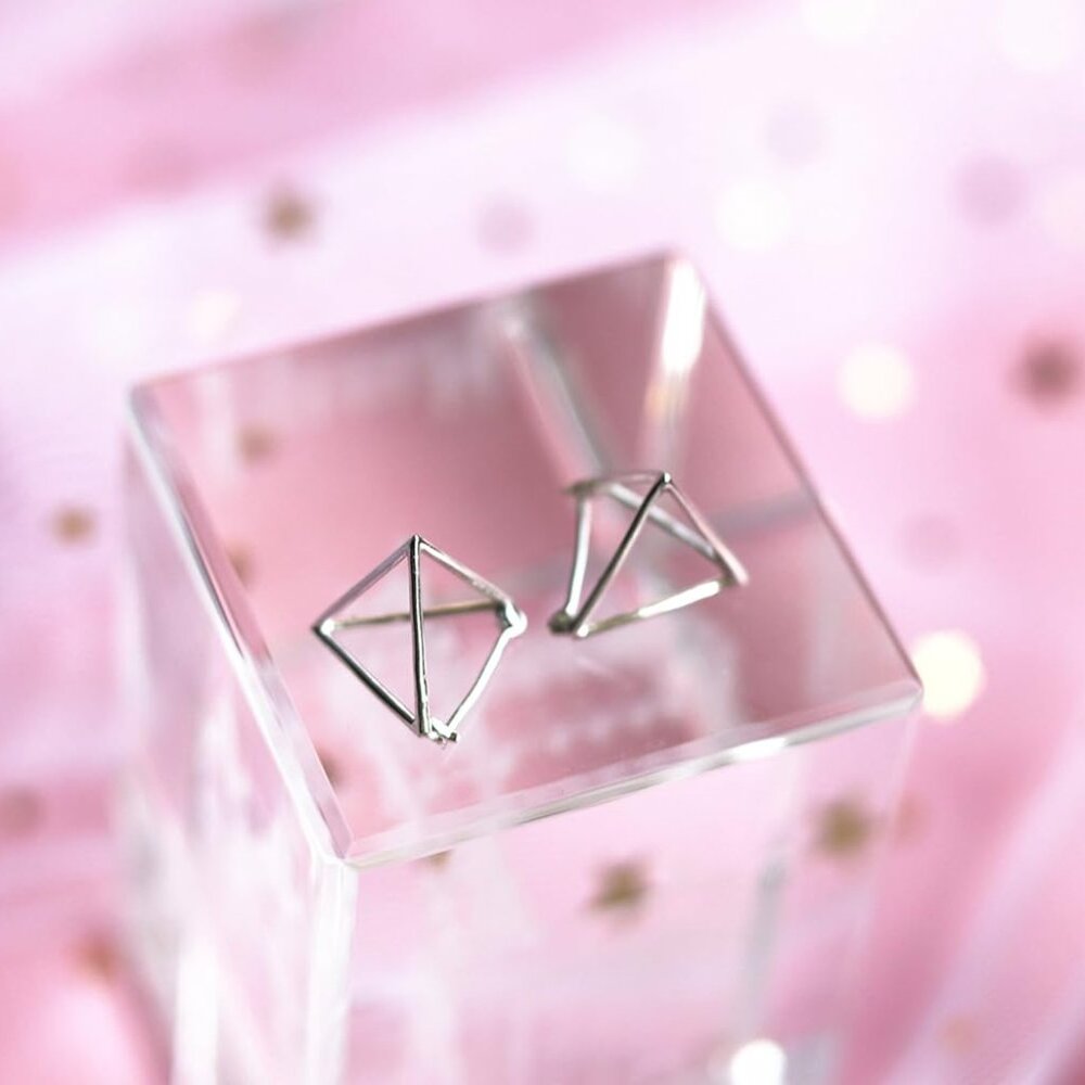 Simple Geometric Triangle Sterling Silver Stud Ea… - image 6